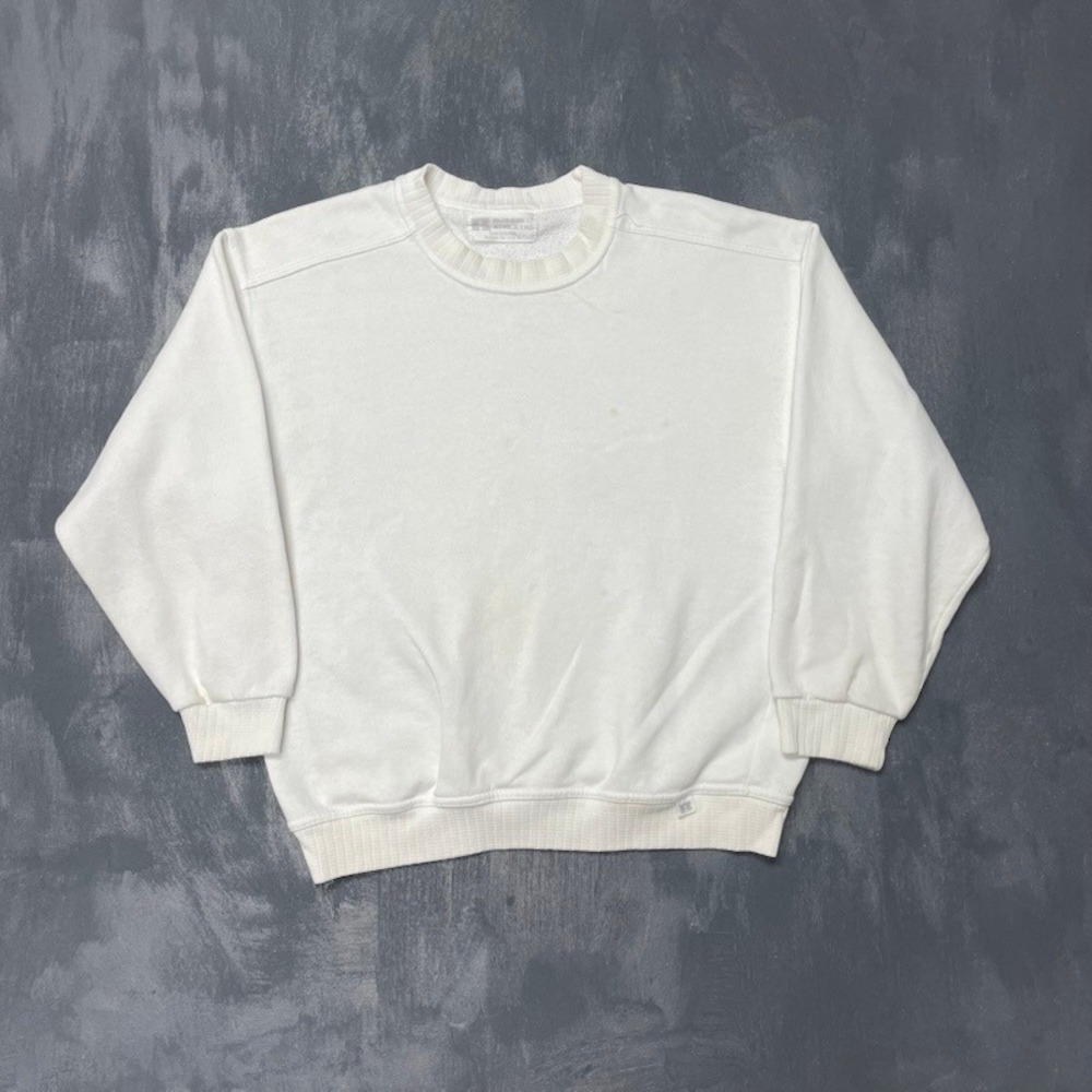 Vintage‎ Blank Crewneck Sweatshirt Mens Medium White 1990s Russell Athletic
